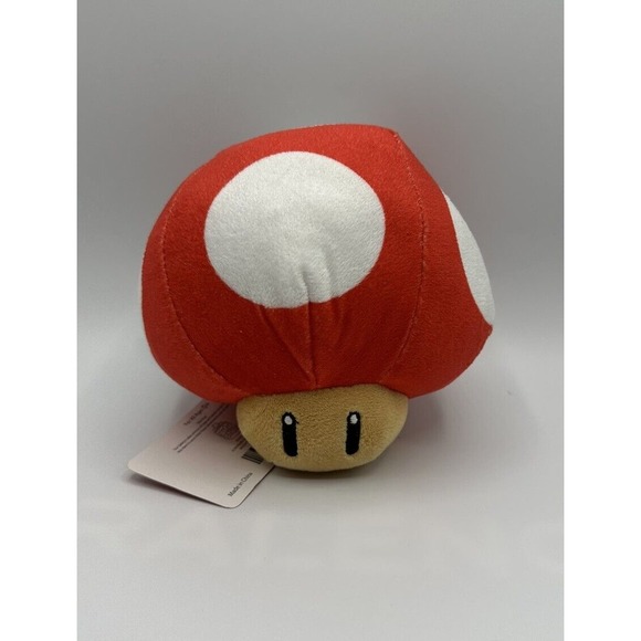 Super Mario Bros Powerup Mushroom Red White 6 Inch Plush Stuffed Toy 2019 - Picture 2 of 4